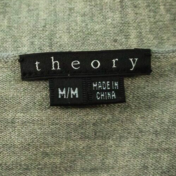 Theory Size Medium M Gray Ange New Steady Short Sleeve Wool Cardigan Sweater - Picture 3 of 6